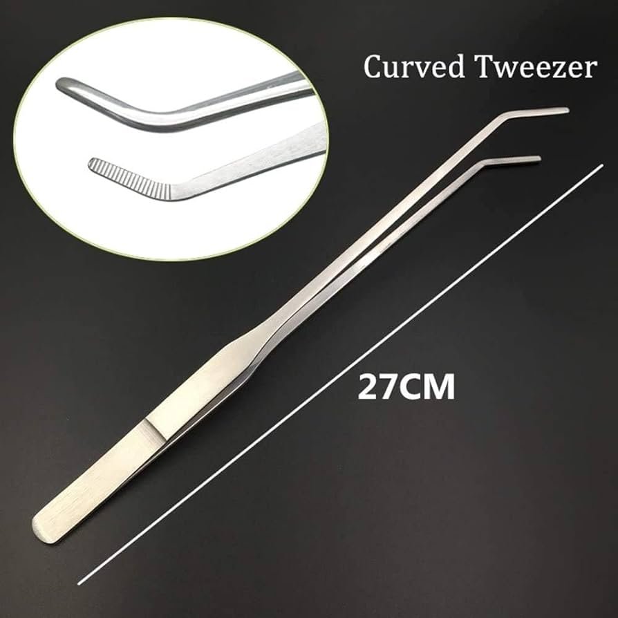 Stainless Steel Tweezers Curved Tip